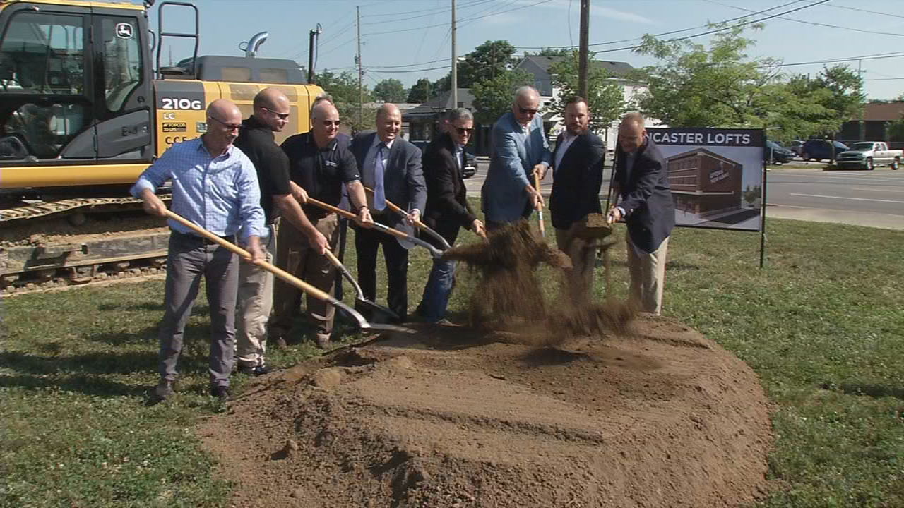 Groundbreaking for Lancaster Lofts apartment complex in New Albany (July 8, 2019)